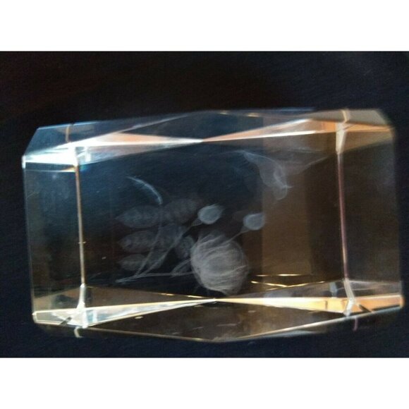 Crystal Image 3D Laser Etched Crystal Glass Cube paperweight Hummingbird flower - Picture 7 of 7